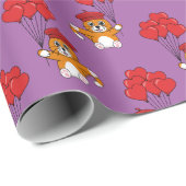 Niedliche Katze mit Rotem Herzen Geschenkpapier (Rolleneckpunkt)