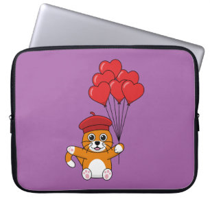 Niedliche Katze mit Rotem Herzen Laptopschutzhülle