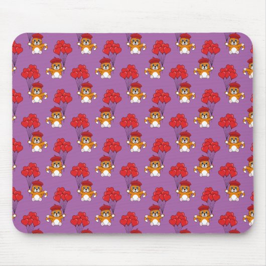 Niedliche Katze mit Rotem Herzen Mousepad (Vorne)