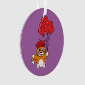 Niedliche Katze mit Rotem Herzen Ornament (Vorderseite)