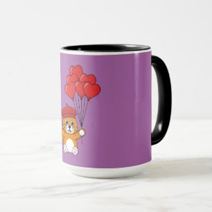 Niedliche Katze mit Rotem Herzen Tasse