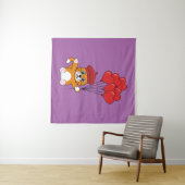 Niedliche Katze mit Rotem Herzen Wandteppich (Beispiel (Horizontal))