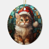 Niedliche Katze mit Santa Cap Festgläserweihnacht Keramik Ornament (Links)