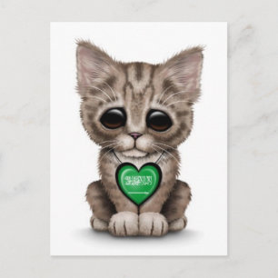Niedliche Katze mit saudi-arabischem Herz, weiß Postkarte