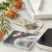 Niedliche Katze mit Schmetterling Schlüsselanhänger (Vorderseite rechts)