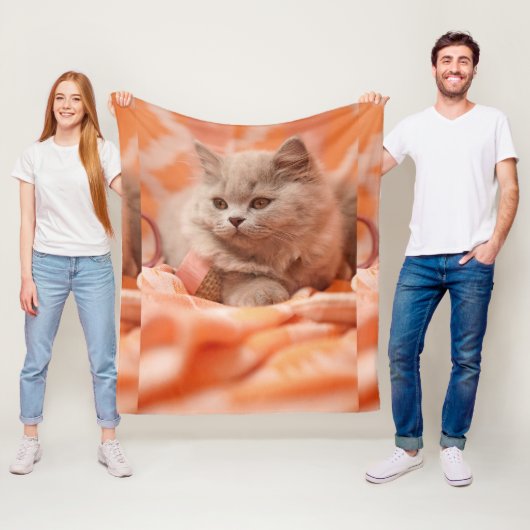 Niedliche Katze mit schönem, individuellem Bild Fleecedecke (Beispiel)