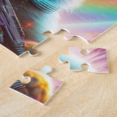 Niedliche Katze mit Schusswaffe, futuristische Sci Puzzle (Seite)