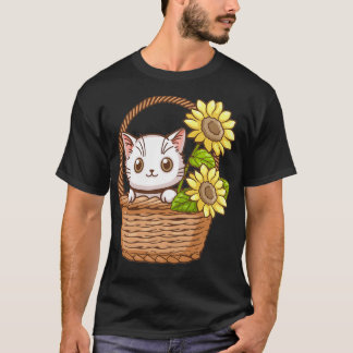 niedliche Katze mit Sonnenblume 5 T-Shirt