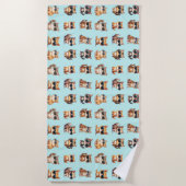 Niedliche Katze mit Sonnenbrille auf hellblauem Hi Strandtuch (Vorderseite)