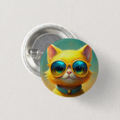 Niedliche Katze mit Sonnenbrille Button (Vorne & Hinten)