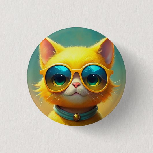 Niedliche Katze mit Sonnenbrille Button (Vorderseite)