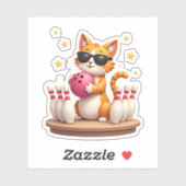 Niedliche Katze mit Sonnenbrille Katze Bowling spi Aufkleber (Blatt)