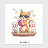 Niedliche Katze mit Sonnenbrille Katze Bowling spi Aufkleber (Blatt)