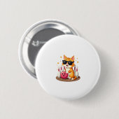 Niedliche Katze mit Sonnenbrille Katze Bowling spi Button (Vorne & Hinten)
