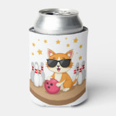 Niedliche Katze mit Sonnenbrille Katze Bowling spi Dosenkühler (Kanne Vorderseite)