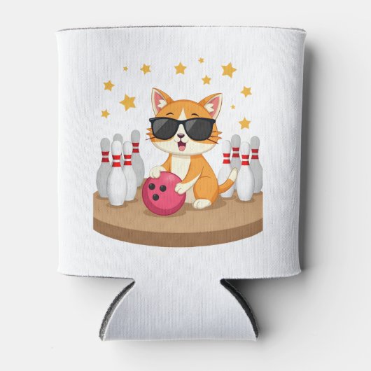 Niedliche Katze mit Sonnenbrille Katze Bowling spi Dosenkühler (Vorderseite)
