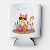 Niedliche Katze mit Sonnenbrille Katze Bowling spi Dosenkühler (Vorderseite)
