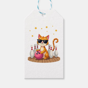 Niedliche Katze mit Sonnenbrille Katze Bowling spi Geschenkanhänger