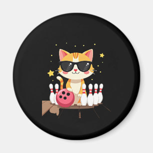 Niedliche Katze mit Sonnenbrille Katze Bowling spi Magnet