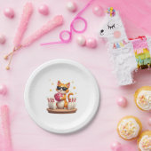 Niedliche Katze mit Sonnenbrille Katze Bowling spi Pappteller (Party)