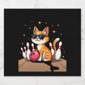 Niedliche Katze mit Sonnenbrille Katze Bowling spi Schaumweinetikett (Einzelnes Label)