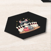 Niedliche Katze mit Sonnenbrille Katze Bowling spi Untersetzer (angewinkelt)