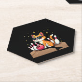 Niedliche Katze mit Sonnenbrille Katze Bowling spi Untersetzer (angewinkelt)