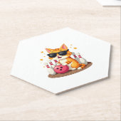 Niedliche Katze mit Sonnenbrille Katze Bowling spi Untersetzer (angewinkelt)