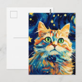 Niedliche Katze mit Sternen Postkarte (Vorne/Hinten)