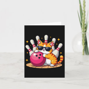 Niedliche Katze mit Sungles Katze Bowling spielen  Karte