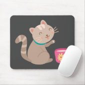 Niedliche Katze mit Teacup-Cartoon Mousepad (Mit Mouse)