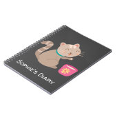 Niedliche Katze mit Teacup-Cartoon Notizblock (Linke Seite)