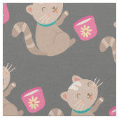 Niedliche Katze mit Teacup-Cartoon Stoff (Nahaufnahme)