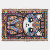 Niedliche Katze mit traditionellem Muster Decke (Vorderseite)