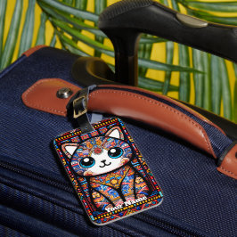 Niedliche Katze mit traditionellem Muster Gepäckanhänger