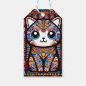 Niedliche Katze mit traditionellem Muster Geschenkanhänger (Rückseite)