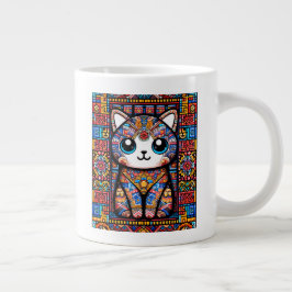 Niedliche Katze mit traditionellem Muster Jumbo-Tasse