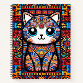 Niedliche Katze mit traditionellem Muster Notizblock