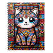 Niedliche Katze mit traditionellem Muster Notizblock (Vorderseite)