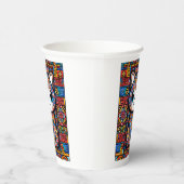 Niedliche Katze mit traditionellem Muster Pappbecher (Rechts)