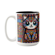 Niedliche Katze mit traditionellem Muster