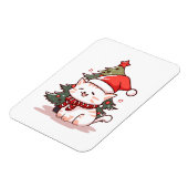 Niedliche Katze mit Weihnachtsmannmütze in der Näh Magnet (Linke Seite)