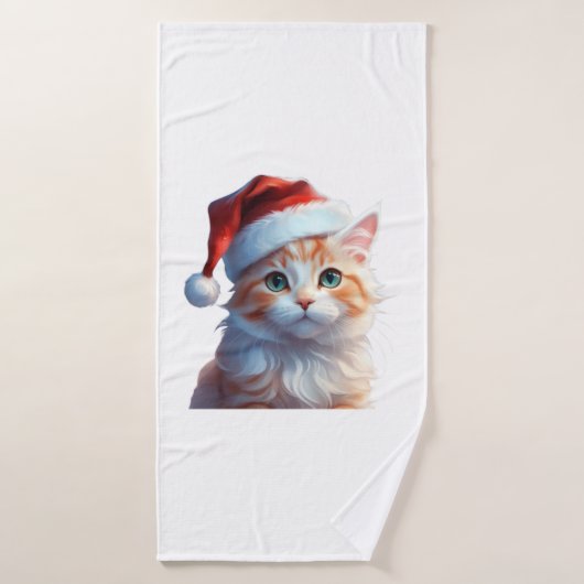 Niedliche Katze mit Weihnachtsmannmütze Klassische Badehandtuch (Badehandtuch)
