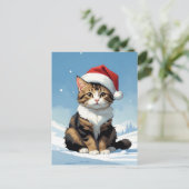 niedliche Katze mit Weihnachtsmannmütze Postkarte (Stehend Vorderseite)
