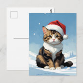 niedliche Katze mit Weihnachtsmannmütze Postkarte (Vorne/Hinten)
