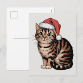 Niedliche Katze mit Weihnachtsmütze Feiertagspostkarte (Vorne/Hinten)
