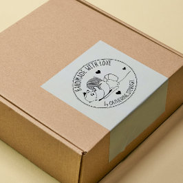 Niedliche Katze mit Wollhandschuh mit Liebe, Gummistempel