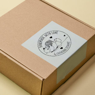 Niedliche Katze mit Wollhandschuh mit Liebe, Gummistempel