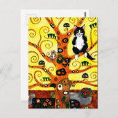 Niedliche Katze Mouse Klimt Tree of Life Tribute P Postkarte (Vorne/Hinten)