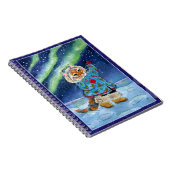 Niedliche Katze, Nordlichter, Winter Notizbuch Notizblock (Rechte Seite)